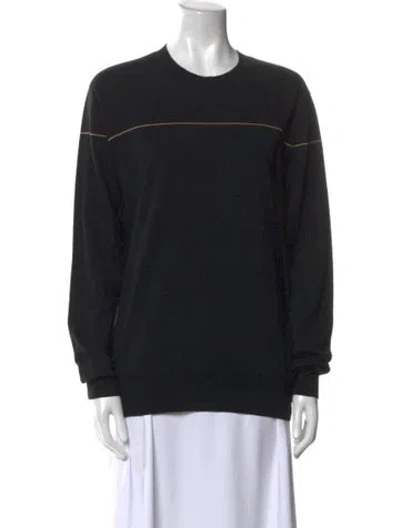 Pre-owned Dries Van Noten Merino Wool Crew Neck Sweatshirt In Black