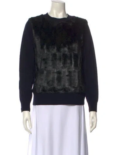 Pre-owned Dries Van Noten Merino Wool Crew Neck Sweatshirt In Blue