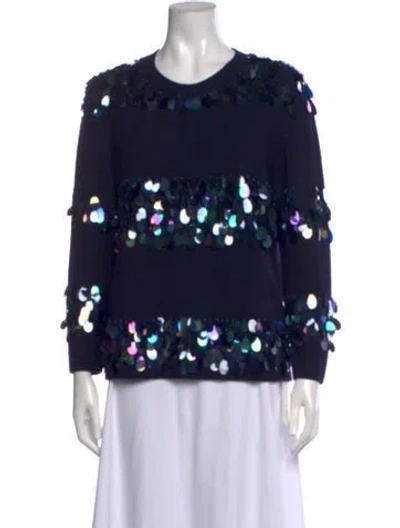 Pre-owned Dries Van Noten Merino Wool Graphic Print Sweater In Blue