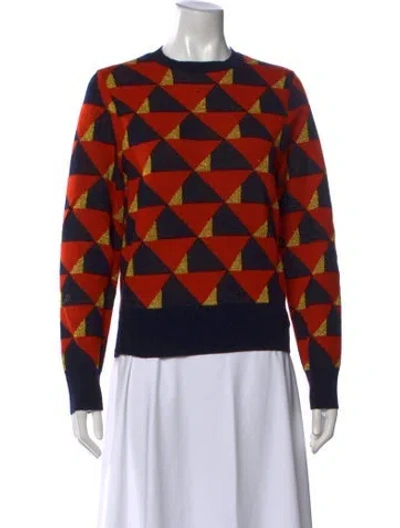 Pre-owned Dries Van Noten Merino Wool Graphic Print Sweater In Orange
