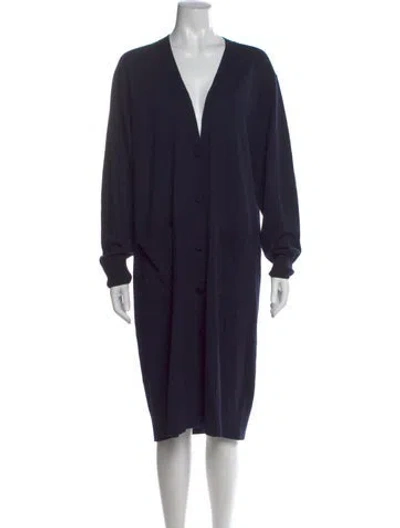 Pre-owned Dries Van Noten Merino Wool Knee-length Dress In Black