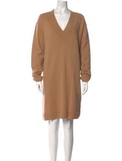 Pre-owned Dries Van Noten Merino Wool Knee-length Dress In Brown