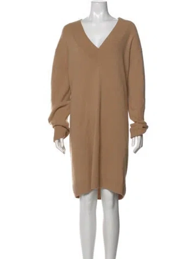Pre-owned Dries Van Noten Merino Wool Knee-length Dress In Neutral