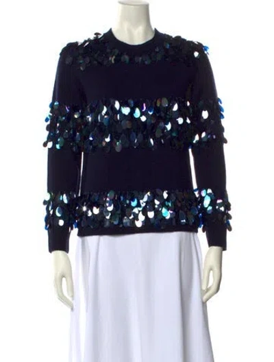 Pre-owned Dries Van Noten Merino Wool Lace Pattern Sweater W/ Tags In Blue