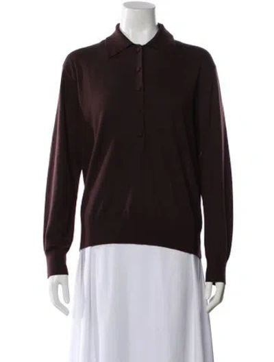 Pre-owned Dries Van Noten Merino Wool Long Sleeve Polo In Brown