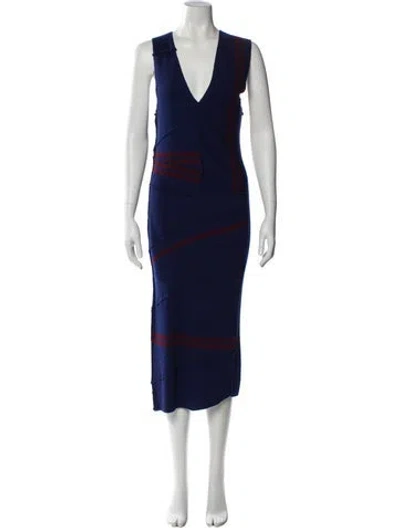 Pre-owned Dries Van Noten Merino Wool Midi Length Dress In Blue