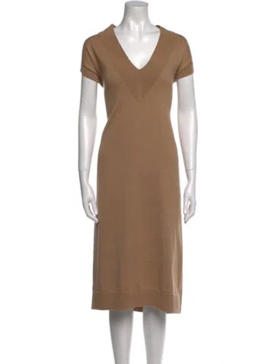 Pre-owned Dries Van Noten Merino Wool Midi Length Dress In Neutral