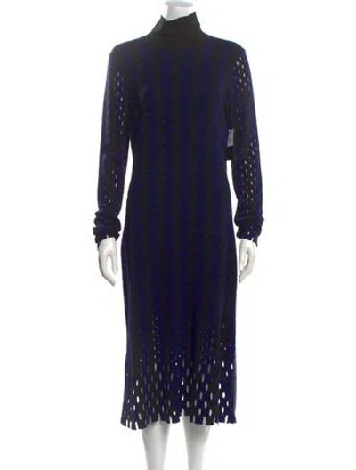 Pre-owned Dries Van Noten Merino Wool Midi Length Dress W/ Tags In Blue