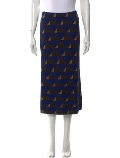 Pre-owned Dries Van Noten Merino Wool Midi Length Skirt In Blue