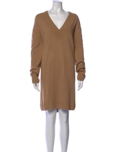 Pre-owned Dries Van Noten Merino Wool Mini Dress In Neutral