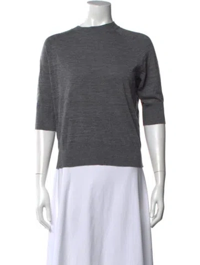 Pre-owned Dries Van Noten Merino Wool Mock Neck Sweater In Gray