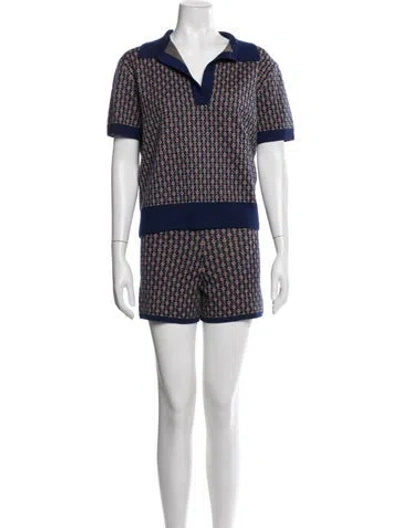 Pre-owned Dries Van Noten Merino Wool Patterned Short Set In White