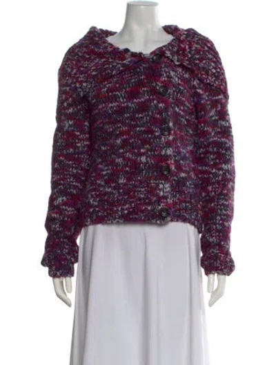 Pre-owned Dries Van Noten Merino Wool Patterned Sweater In Purple