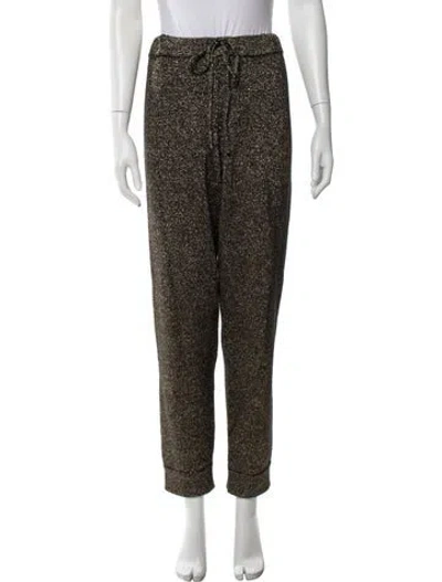 Pre-owned Dries Van Noten Merino Wool Patterned Sweatpants In Gold/metallic