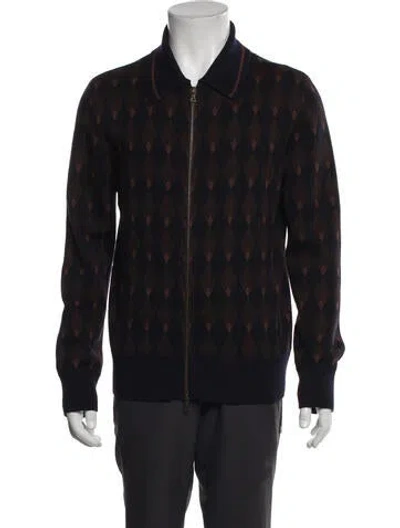 Pre-owned Dries Van Noten Merino Wool Plaid Print Bomber Jacket In Blue