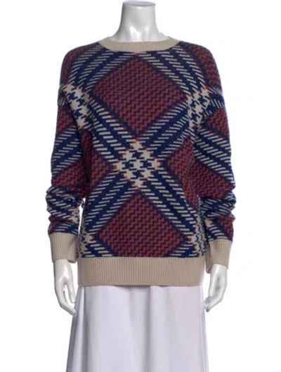Pre-owned Dries Van Noten Merino Wool Plaid Print Sweater In Blue