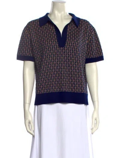 Pre-owned Dries Van Noten Merino Wool Printed Sweater In Blue