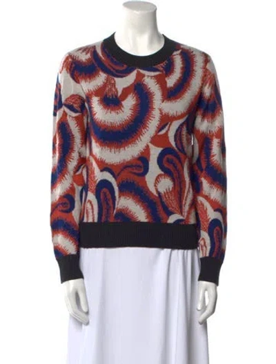 Pre-owned Dries Van Noten Merino Wool Printed Sweater In Orange