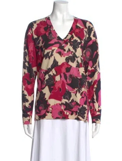 Pre-owned Dries Van Noten Merino Wool Printed Sweater In Pink