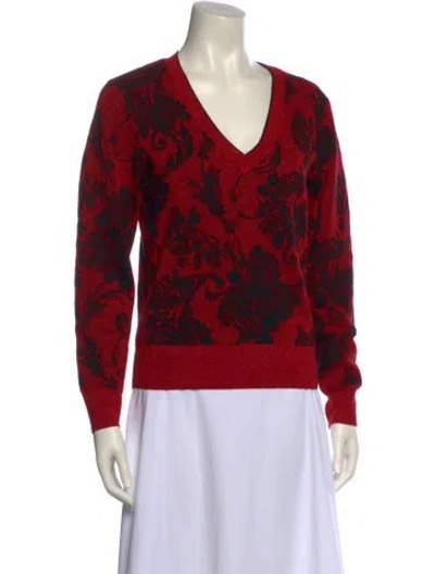 Pre-owned Dries Van Noten Merino Wool Printed Sweater In Red