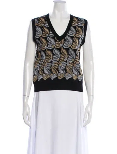 Pre-owned Dries Van Noten Merino Wool Printed Sweater W/ Tags In Black