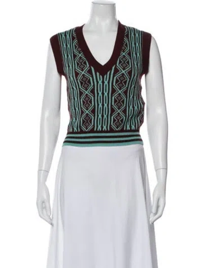 Pre-owned Dries Van Noten Merino Wool Printed Vest In Blue
