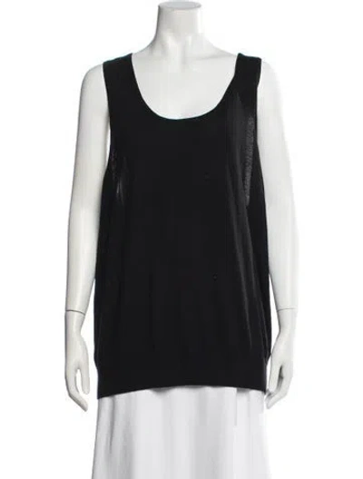 Pre-owned Dries Van Noten Merino Wool Scoop Neck Top In Black