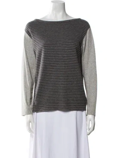 Pre-owned Dries Van Noten Merino Wool Striped Sweater In Gray