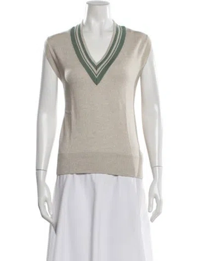 Pre-owned Dries Van Noten Merino Wool Striped Sweater In Neutral