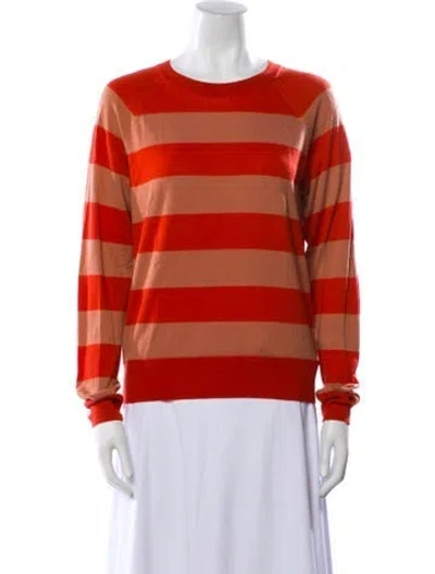 Pre-owned Dries Van Noten Merino Wool Striped Sweater In Orange