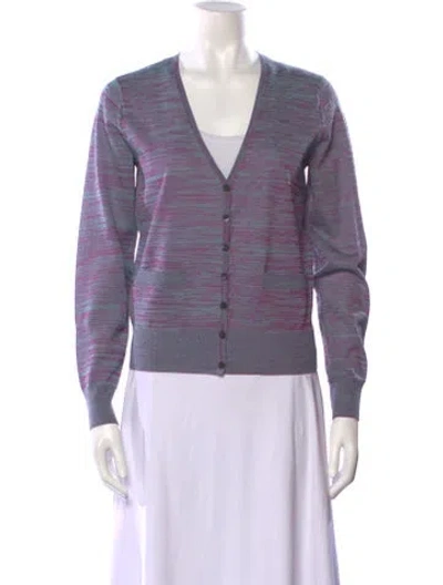 Pre-owned Dries Van Noten Merino Wool Striped Sweater In Purple