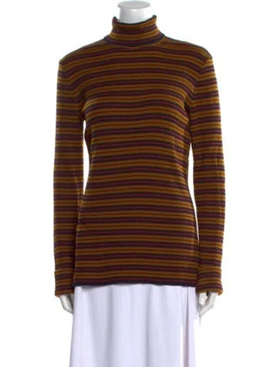 Pre-owned Dries Van Noten Merino Wool Striped Sweater In Yellow