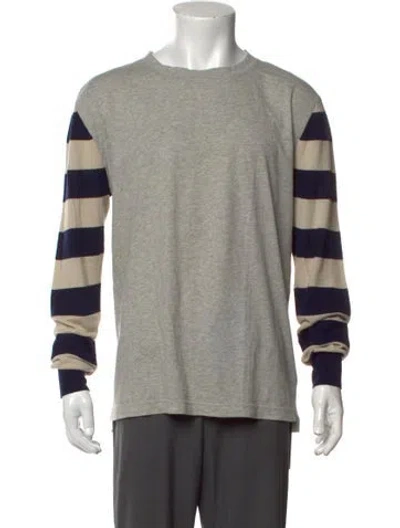 Pre-owned Dries Van Noten Merino Wool Striped T-shirt In Grey