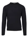 Dries Van Noten Merino Wool Sweater Knitwear Blue In Black
