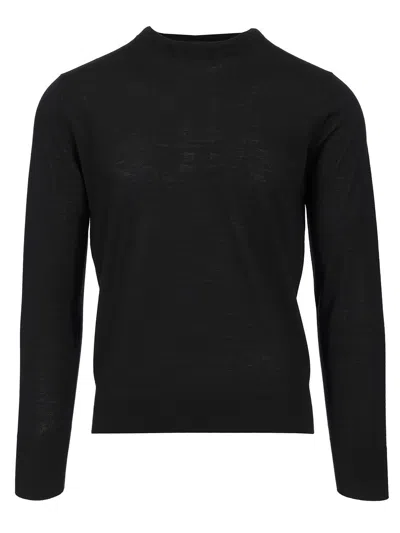 Dries Van Noten Merino Wool Sweater Knitwear Black In Blue