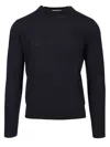 Dries Van Noten Merino Wool Sweater Knitwear Blue In Black