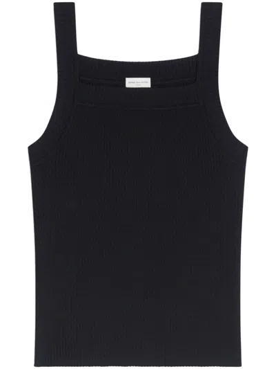 Dries Van Noten Merino-wool Tank Top In 900 Black