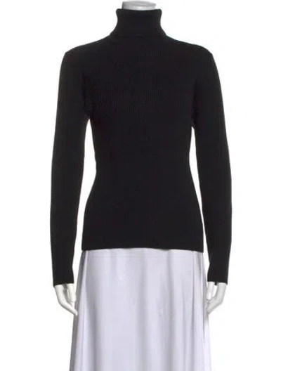 Pre-owned Dries Van Noten Merino Wool Turtleneck Sweater In Black