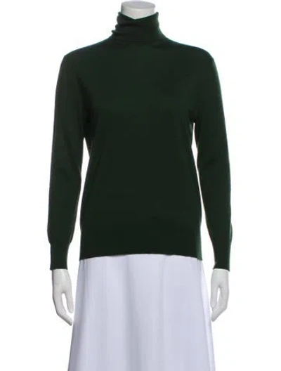 Pre-owned Dries Van Noten Merino Wool Turtleneck Sweater In Green
