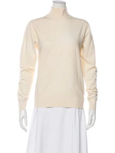 Pre-owned Dries Van Noten Merino Wool Turtleneck Sweater In Neutral