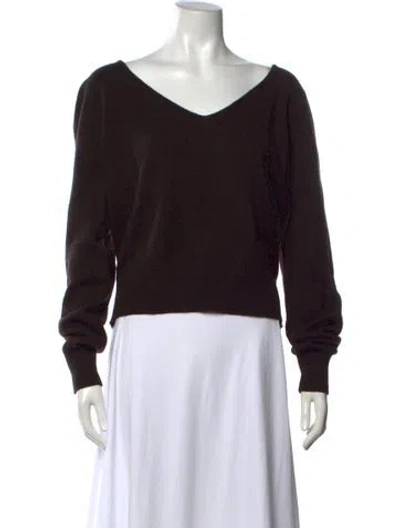 Pre-owned Dries Van Noten Merino Wool V-neck Sweater In Black/silver