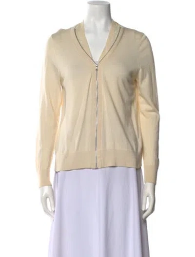 Pre-owned Dries Van Noten Merino Wool V-neck Sweater In Neutral