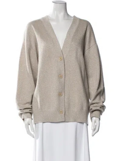 Pre-owned Dries Van Noten Merino Wool V-neck Sweater In Neutral