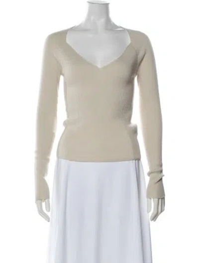 Pre-owned Dries Van Noten Merino Wool V-neck Sweater In Neutrals