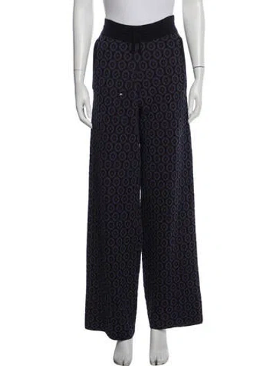 Pre-owned Dries Van Noten Merino Wool Wide Leg Pants In Blue
