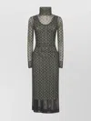 Dries Van Noten Mesh Layered Midi Dress With Asymmetrical Ruffles In Green