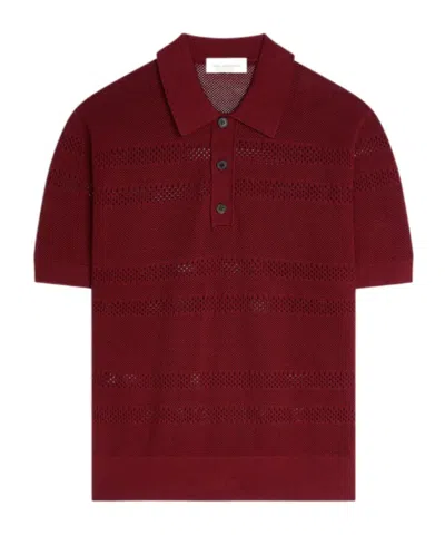Dries Van Noten Mesh Polo Shirt In Burgundy