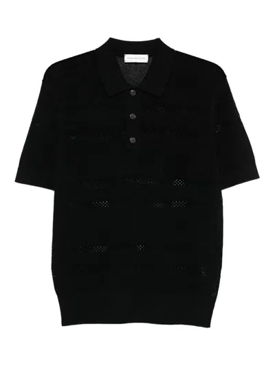 Dries Van Noten Mesh Polo Shirt By In Black
