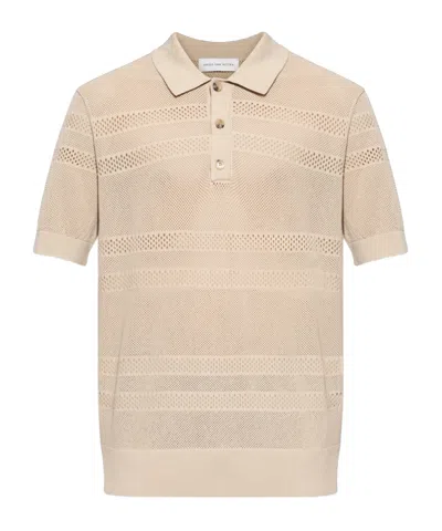 Dries Van Noten Mesh Polo Shirt In Neutral