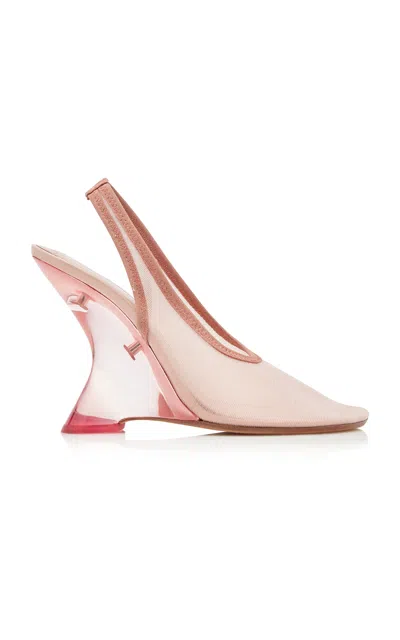 Dries Van Noten Mesh Slingback Pumps In Pink